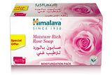 Himalaya Moisture Rich Rose Soap Bar - 6 Bars (125g Each) | Olive Oil & Cocoa Butter for Hydration