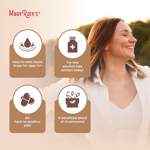MaryRuth Organics USDA Mushroom Complex Drops - Immune & Cognitive Support | Vegan, Alcohol-Free | 1 oz (30 Servings)