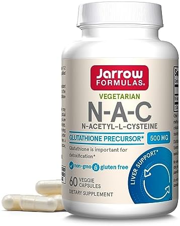 Jarrow Formulas N-Acetyl-L-Cysteine (NAC) 500mg - 100 Capsules - Antioxidant & Liver Support