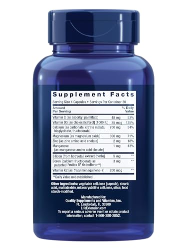 Life Extension Bone Restore with Vitamin K2 - 120 Capsules for Bone Strength