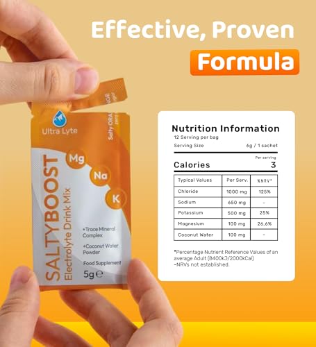 Ultra Lyte SaltyBoost Drink Mix - Salty Orange Electrolytes Powder - 12 Sachets