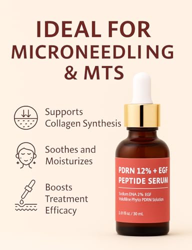 PDRN 120,000 ppm EGF Peptide Microneedling Serum – Anti-Aging with Volufiline, Salmon DNA & Phyto PDRN 12% 1 Fl Oz