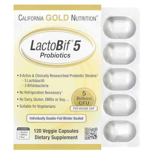 California Gold Nutrition LactoBif 5 Probiotics 5 Billion CFU 120 Veggie Capsules
