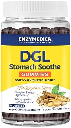 ENZYMEDICA DGL Soothing Stomach Gummies - 74 Count - Digestive Support