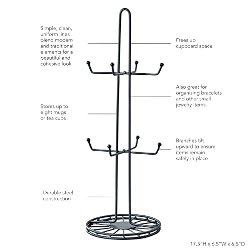 Yumi 8-Mug Drying Rack and Storage Holder - Chrome Finish