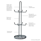 Yumi 8-Mug Drying Rack and Storage Holder - Chrome Finish