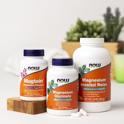 Now Foods Magnesium Glycinate 180 Tablets | Highly Absorbable Mineral Supplement