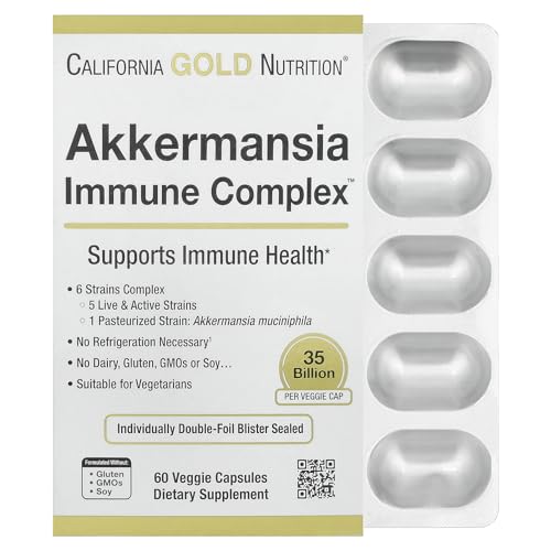 California Gold Nutrition Akkermansia + Probiotics Immune Complex 60 Veggie Capsules