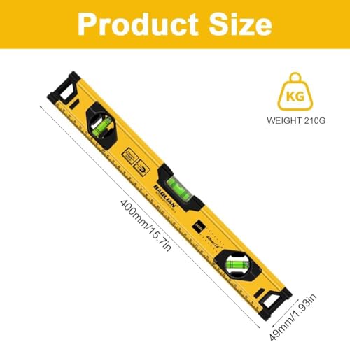 400mm Shockproof Torpedo Level - Magnetic Aluminum Alloy Spirit Level