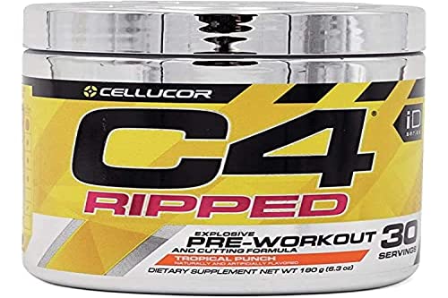 Cellucor C4 Ripped Explosive Pre-Workout Powder - Fat Burning Thermogenic - Tropical Punch - 30 Servings