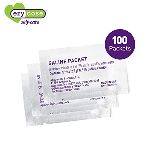 EZY DOSE Saline Nasal Rinse Refill Packets - Sinus Relief, 100 Count, USA Made