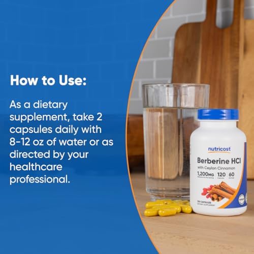 Nutricost Berberine HCI with Ceylon Cinnamon - 120 Capsules, Non-GMO
