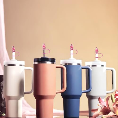 Flamingo Pink Stork Straw Covers for Stanley Cup - 2 Pcs Silicone