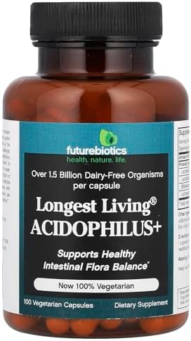 FutureBiotics Longest Living Acidophilus+ - 100 Vegetarian Capsules