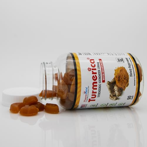 Turmeric Curcumin & BioPerine Gummies for Enhanced Absorption, 90 Count, Made in USA