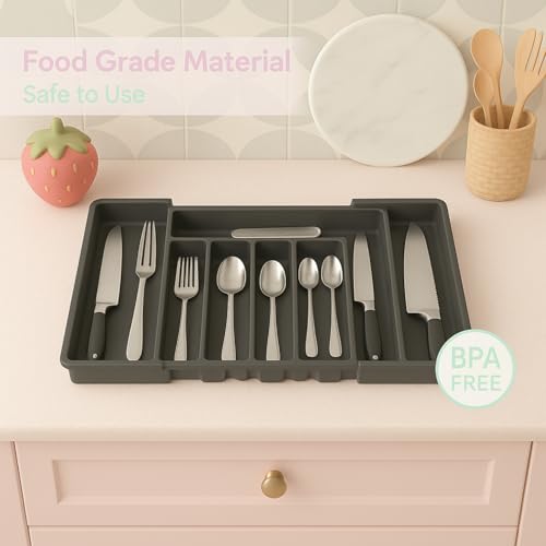 Expandable Kitchen Utensil Organizer - 8 Compartments