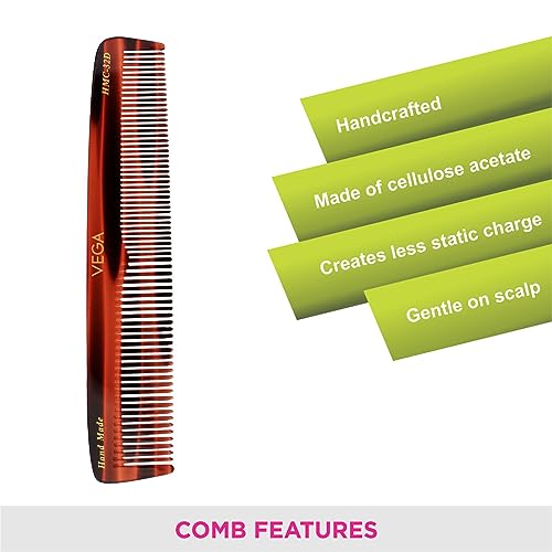 Vega Graduated Dressing Comb - Professional Brown Hair Styling Tool for Precision Detangling