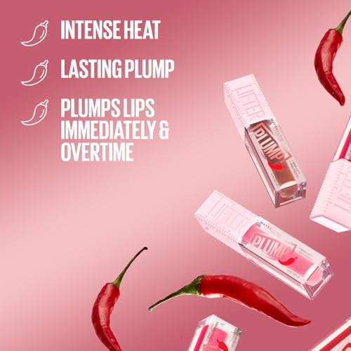 Maybelline New York Lifter Plump Lip Gloss - Heated Formula with Hyaluronic Acid & Chilli Pepper, Vegan, Shade 006 Hot Chili