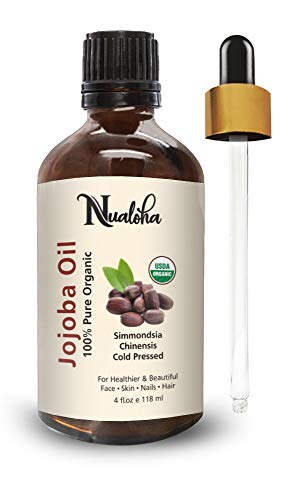 Organic Certified Jojoba Oil 118ml - 100% Pure Cold Pressed Carrier Oil for Face, Hair, Skin, Nails & Body