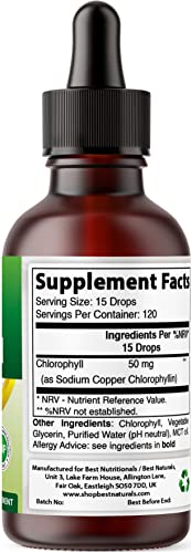 Best Naturals Liquid Chlorophyll Drops 50mg - Natural Detox & Energy - 2 Fl Oz
