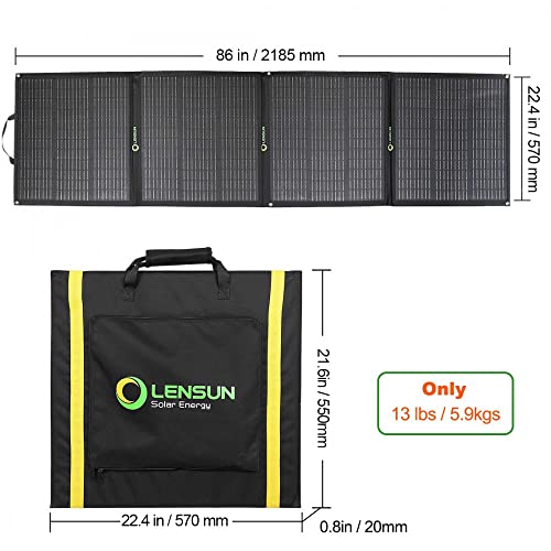 LensunSolar 200W Foldable Solar Panel with Leg Support - Goal Zero Compatible