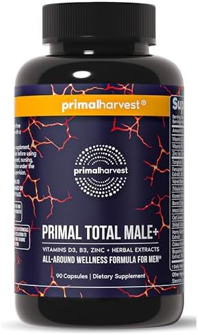 Primal Harvest Primal Total Male Natural Tribulus Terrestris, Fenugreek, Korean Ginseng, Maca Root Horny Goat Weed for Men Booster, Max Boost 90 Capsules…