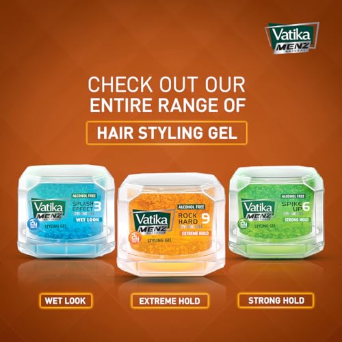 Vatika Naturals Menz Extreme Hold Hair Gel 250ml - 24H Strong Hold, No Alcohol