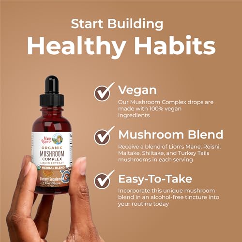 MaryRuth Organics USDA Mushroom Complex Drops - Immune & Cognitive Support | Vegan, Alcohol-Free | 1 oz (30 Servings)