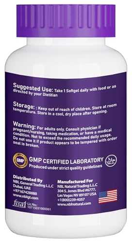 NBL NATURAL Super Omega 3 Fish Oil 1000mg - 360 EPA 240 DHA - Cardiovascular Support - 100 Softgels