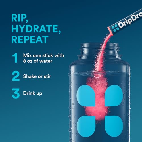 DripDrop Hydration Packs - Sunburst Variety Pack - Single Serve Electrolyte Powder Drink - Lemon Lime, Strawberry, Peach, Black Cherry - Non-GMO & Gluten Free