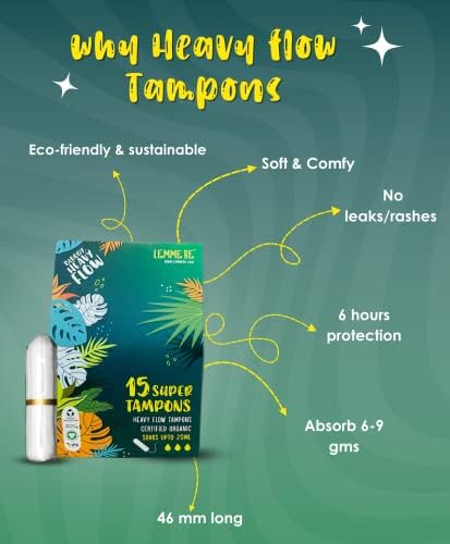 Lemme Be Heavy Flow Tampons: 100% Organic Cotton, Biodegradable