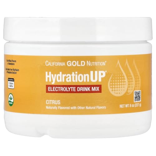 California Gold Nutrition HydrationUP® Electrolyte Drink Mix | Citrus Flavor | Calcium, Potassium, Vitamin C & E | 8 oz (227 g)