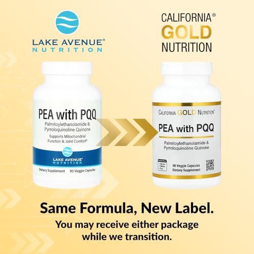 California Gold Nutrition PEA 300mg + PQQ 10mg - Nerve & Cognitive Support - 90 Veggie Capsules