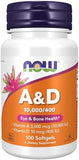 NOW A&D Essential Nutrition: 100 Softgels - Vitamin A & D Support