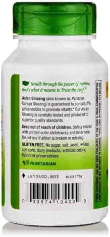 Nature's Way Asian Ginseng - 560 mg, 100 Veggie Caps for Energy & Mental Clarity
