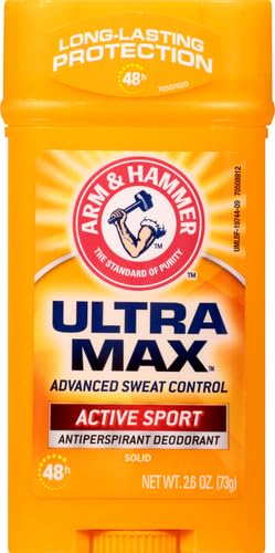 ARM & HAMMER Ultra Max Invisible Solid Wide Stick Antiperspirant Deodorant, Active Sport - 2.6 oz