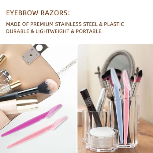 12 Pieces Eyebrow Razor for Women & Men - Dermaplaning Tool Kit with Safety Cover for Facial Hair Removal