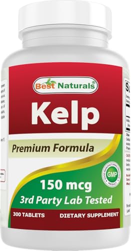 Best Naturals Kelp Supplement 150mcg - Thyroid Support & Iodine - 300 Tablets