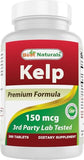 Best Naturals Kelp Supplement 150mcg - Thyroid Support & Iodine - 300 Tablets