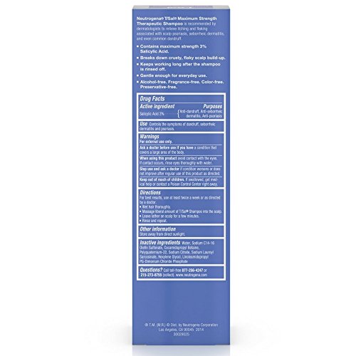 Neutrogena T/Sal Therapeutic Shampoo for Scalp Build-Up Control - Salicylic Acid Scalp Treatment for Dandruff, Psoriasis & Seborrheic Dermatitis Relief - 4.5 fl. oz (Pack of 5)