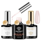 Modelones Builder Nail Gel Kit 5-Piece Set with Base Coat, Top Coat & Nail Strengthening Gel