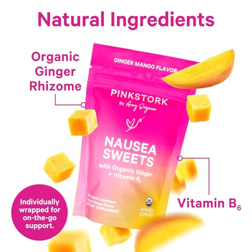 Pink Stork Organic Mango Sweets - Morning & Motion Sickness Relief (30 Candies)