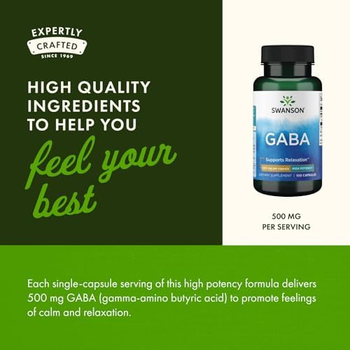 Swanson GABA 500mg: Relax & unwind Naturally (100 Capsules)
