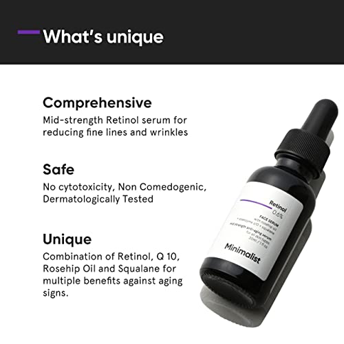 Minimalist Retinol 0.6% Anti-Aging Face Serum - Reduces Fine Lines & Wrinkles 30ml