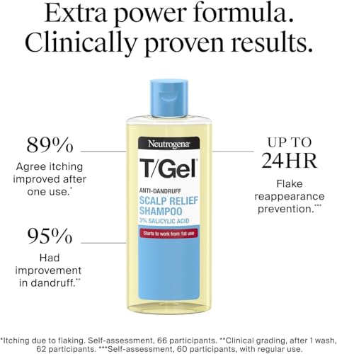 Neutrogena T/Gel Scalp Relief Shampoo 250ml - Soothes Itchy, Flaky Scalp with Salicylic Acid