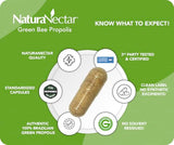 NaturaNectar Green Bee Propolis - Premium Brazilian Propolis with NSF Content Certificate - Ethically Sourced, Natural Beekeeping - 60 Capsules for Care Relief