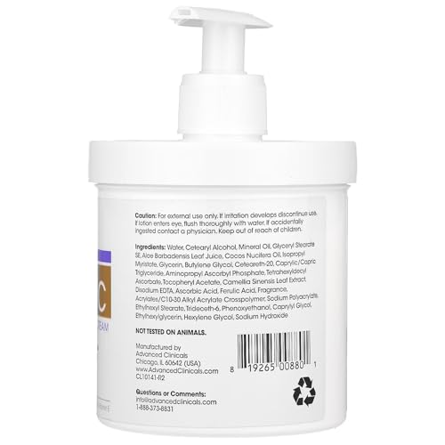 Advanced Clinicals Vitamin C Brightening Cream - Anti-Ageing & Skin Renewal (16 oz)