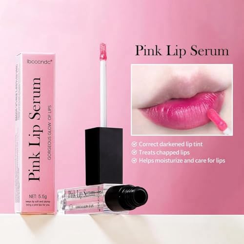 Color Changing Lip Gloss - Hydrating Lip Oil with Tinted Shine, Non-Greasy Plumping Lips Serum, Transparent Moisturizing Lips Balm for Women & Girls (Pink)