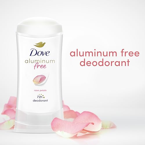 Dove 0% Aluminum Free Deodorant for Women - Rose Petals Scent - 24-Hour Odor Protection - 2.6 Ounce (Pack of 3)