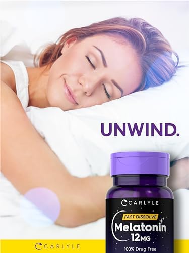 Carlyle Melatonin 12 mg Fast Dissolve (180 Tablets) | Natural Berry Flavor Sleep Aid